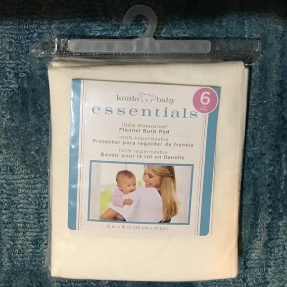 Koala Baby Essentials Waterproof Flannel Burp Pads 12” x16” Pack of 6 New - Picture 1 of 2